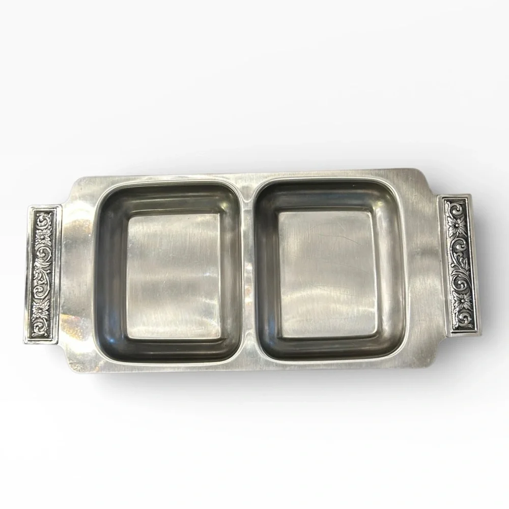 Vintage International Decorator Stainless Steel Divided Serving Tray